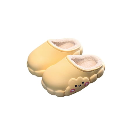

Colisha Unisex-Child Clog Slipper Closed Toe Fuzzy Slippers Plush Warm Shoes Home Cozy House Shoe Slip On Clogs&Mules Yellow 10C