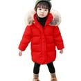 thumbnail image 2 of XXWXYD Girls Puffer Coat with F𝗎r Collar Lightweight Thicken Down Jacket Winter Warm Windproof Hooded Outerwear for Toddler 2-7 Years Holiday Gift, 2 of 3