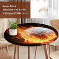 thumbnail image 4 of Golf Ball Round Tablecloth, Fitted Table Cover with Elastic for 55"-60" Round Tables, Sport Modern Glowing Burning Classic Art Table Cloth Outdoor Indoor Dinning Party Waterproof Tablecloths, 4 of 7