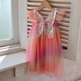 thumbnail image 5 of XFHLMJFF Girls Cute Dress Toddler Summer Flying Sleeve Short Sleeve Princess Tie Dye Gradient Colorful Children Party Tulle Dresses 0-6 Years, 5 of 5