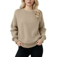 thumbnail image 4 of vigerkar Womens Oversized Long Sleeve Crewneck Fall Sweaters Chunky Knit Pullover Clothes Trendy Outfits (Beige, 3XL), 4 of 6