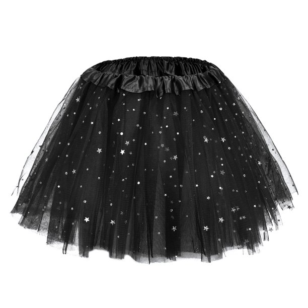 Zando Black Tutu Skirt for Girls Layered Stars Sequins Tutu Dress