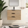 thumbnail image 2 of Malwee  30" Floating Bathroom Vanity, Wall Mounted Bathroom Vanity with Resin Sink,Soft Close Drawers and Side Adjustable Shelves Brown - Right Shelf, 2 of 5