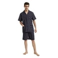 thumbnail image 4 of GLOBAL Men’s Cotton Short Sleeve and Shorts Yarn Pajama Set, Summer Soft Classic Plaid Loungewear with Pockets, Sizes S, 4 of 6