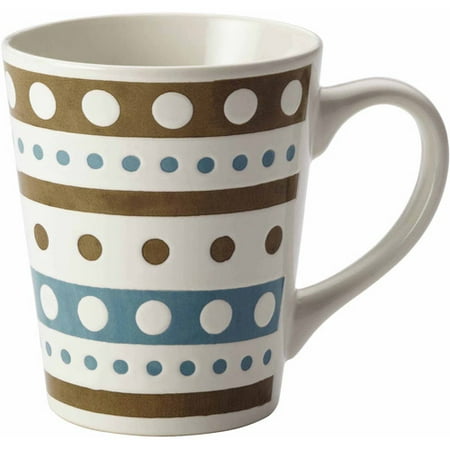 Rays Mug - Rachael Ray Cucina Sun Daisy Dinnerware 12-Ounce Stoneware Mug, Agave Blue and Mushroom Brown