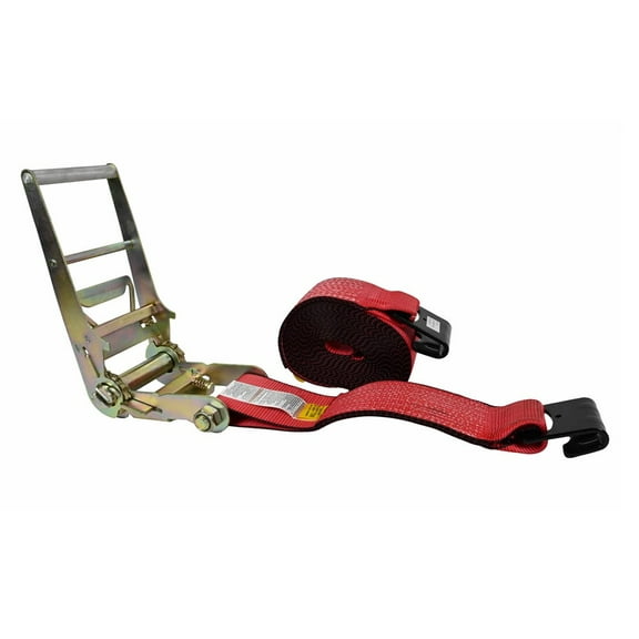 4" x 30' Ratchet Straps w/ flat hook, WLL 5,400 Trailer Tie Down - Red