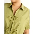 thumbnail image 4 of Free Assembly Women's and Women's Plus Bow Front Cotton Utility Shirt with Short Sleeves, XS-4X, 4 of 4