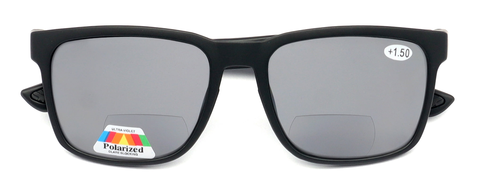 Men Tinted Polarized Bifocal Reading Fishing Sunglasses - Lightweight TR90 - UV Protection Reader 1.75 CR02