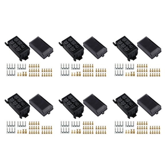 6X Fuse-Relay Box 5-Fuse Holders 6 Relay Block Holders Fuse-Block 12V Fuse-Box Car