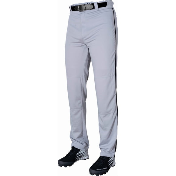 Pantalones de béisbol Rawlings para niños, ribeteados, gris/negro, talla S