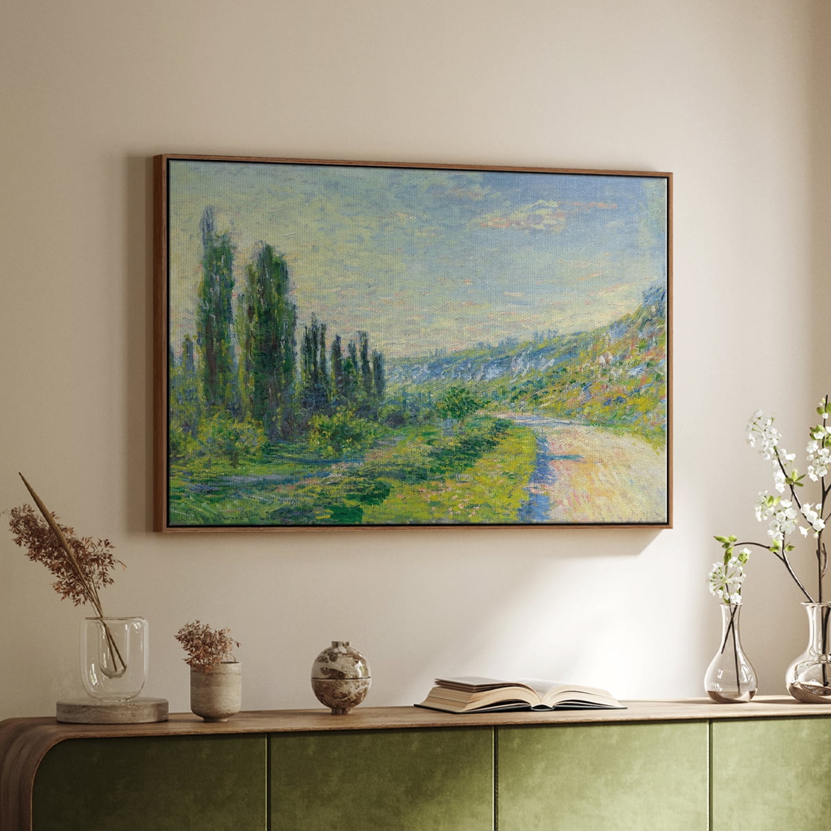 Vintage Landscape-CIV By Wexford Home Framed in Walnut Wood Gallery Wrapped Canvas 27 in. x 41 in.