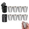 thumbnail image 1 of 30ml Mini Stainless Steel Shot Glass Cup Drinking Wine Glasses With Leather Cover Bag Kitchen Bar, 1 of 5