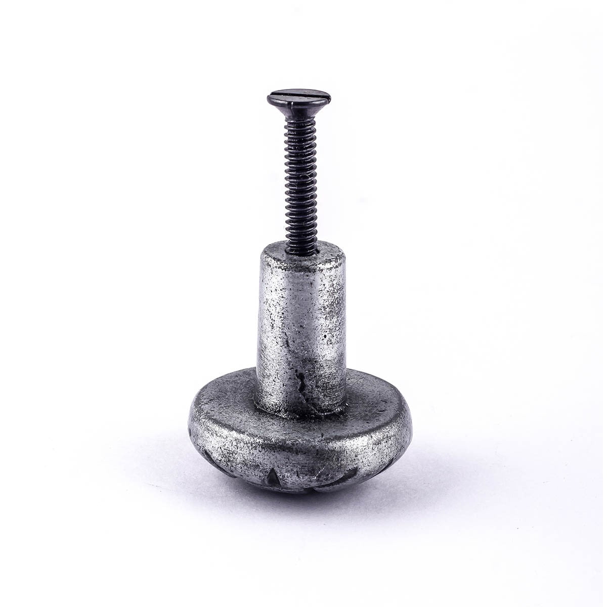 Renovators Supply Round Iron Kitchen Cabinet Knob Pull Decorative Brick Style Pewter Finish Vintage Metal Knobs for Kitchen Cabinet, Dresser or Drawer Pull Handle w/Screws Pack of 4