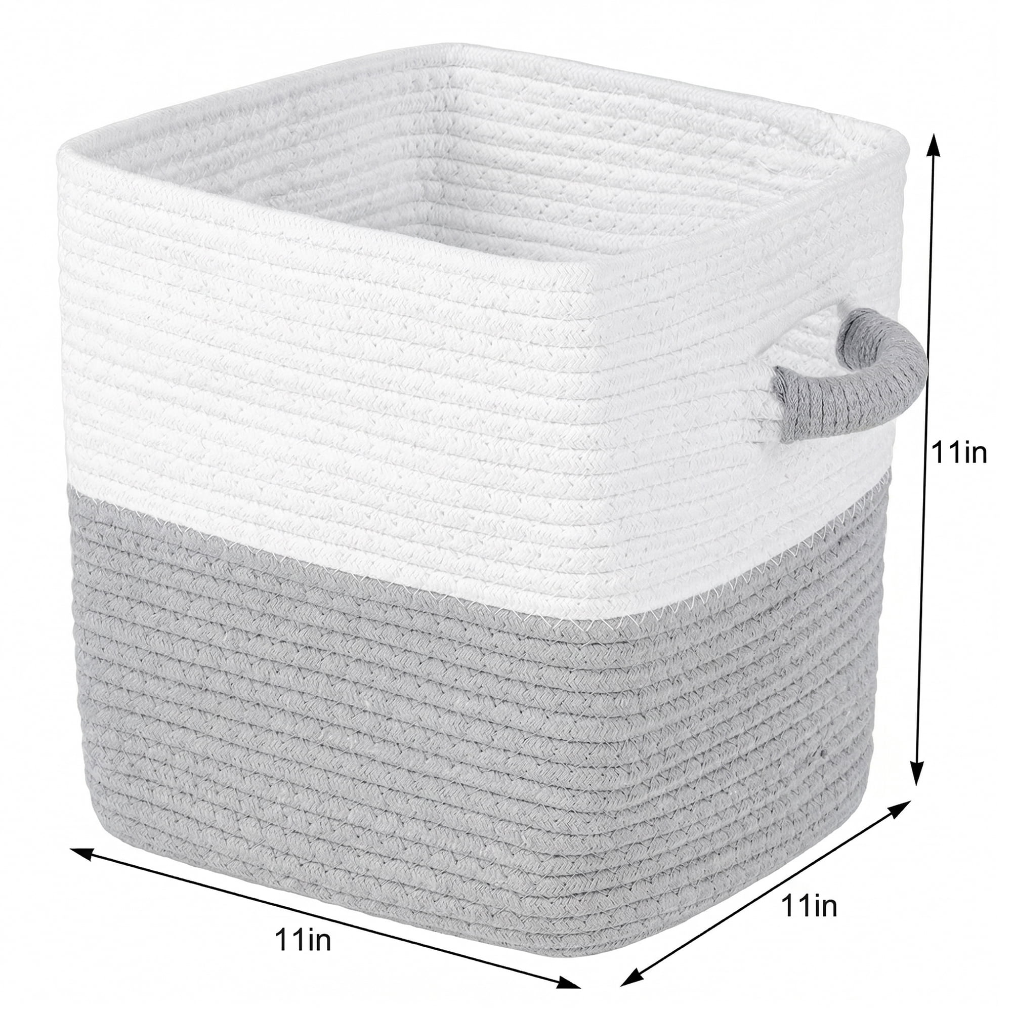 Unique Bargains Woven Storage Basket Shelf Closet White Grey 11*11*11in