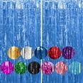thumbnail image 2 of Justharion Fringe Curtain For Birthday Party Photo Backdrop Tinsel Curtain Backdrop Blue 6.5ft 2Set, 2 of 6