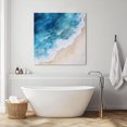thumbnail image 3 of Blue Beach Coastal Wall Art Painting on Canvas, Summer Ocean Seaside Nautical Canvas Art Home Prints Wall Art Framed Modern Artwork for Living Room Bedroom Wall Decor 16x16in, 3 of 9