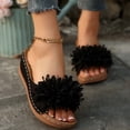 thumbnail image 2 of Rokment Floral Platform Wedge Dress Slippers Sandals for Women Bohemian Leather Open Toe Chunky Heeled Slides Orthopetic Dressy Slip on Bride Wedding Black Size 7.5, 2 of 6