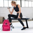 thumbnail image 4 of Aufmer 5 Pcs Large Capacity Nylon Drawstring Backpack, Water-Resistant Sports Bag with Wet/Dry Pockets, 19.29x16.14x6.29in(Pink), 4 of 6