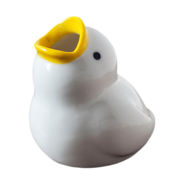 Soporte para cepillo de dientes con forma de pato de dibujos animados, novedoso y práctico soporte para cepillo de dientes de escritorio. Mira hacia arriba en blanco