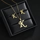 thumbnail image 3 of Collar de acero inoxidable con inicial del alfabeto A-Z para mujer, conjunto de pendientes con 26 letras en inglés, joyería personalizada, regalo, 3 of 4