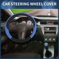 thumbnail image 2 of Funda de volante Unique Bargains para volante de coche de 36.5-37.9 cm, funda protectora de cuero sintético azul, 1 pieza, 2 of 6