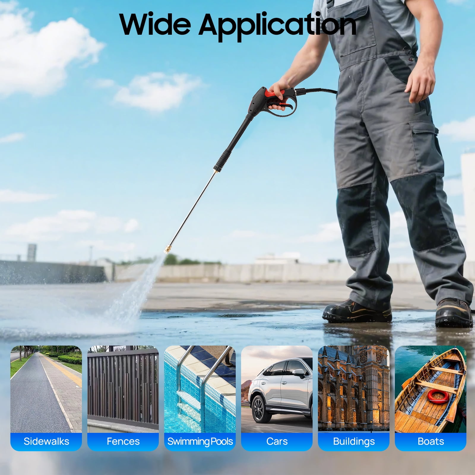 High-Pressure Washer Handheld Portable Car Washer Adjustable Nozzle 4.23 Gal/Min 3,000 Psi Pressure for Cleaning Glass Dirt Moss