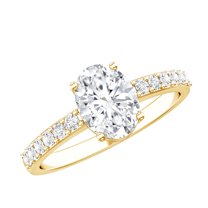 Rosec Jewels Diamond Engagement Ring - Oval Lab Diamond Ring 1ct - 6x8 mm - EF-VS Grade Certified, 18K Yellow Gold, US 6.50