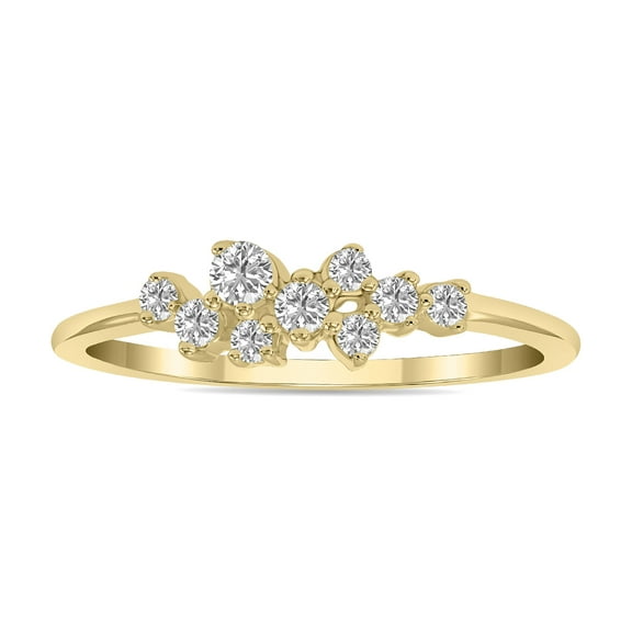 SZUL Women's 1/4 CTW Lab Grown Diamond Clustered Ring in 10K Yellow Gold (F-G Color, VS1- VS2 Clarity)