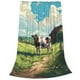 thumbnail image 2 of Fotbe Prairie Pasture Cow Manta de Franela Acolchonada con Estampado, Súper Suave y Esponjosa, Extra Grande para Sofá, Cama, Uso Todo el Año-60"x50", 2 of 7