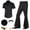 Black-cvj1H, variant on 8 Pcs Mens 70's Disco Outfit Retro 70s Mens Costume for Adults 80s Bell Bottom Pants Short Sleeve Shirt Two Piece Outfits for Men