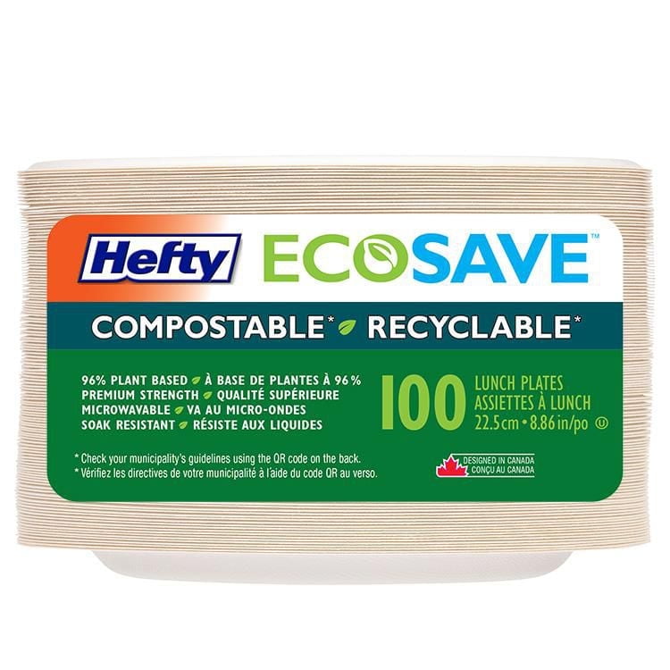Hefty ECOSAVE 8.86" Lunch plates 100-count, Hefty ECOSAVE 8.86" Lunch plates 100-ct
