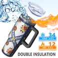 thumbnail image 5 of 40oz Pioneer Flower Floral Print Pattern Insulated Tumbler with Handle, BPA-Free Leak Proof Lid and Straws, Double Wall Vacuum, Hot 12h/Cold 34h, 5 of 6
