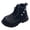 Black, variant on PFWOWB Girls Combat Ankle Boots Lace-Up Pearl Flower Booties with Side Zipper and Lug Sole (White,13)