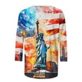 thumbnail image 4 of GERsome American Flag T-Shirt for Women 3/4 Sleeve Crewneck 4th of July Patriotic Shirts Loose Fit USA Star Stripes Graphic Tee S-5XL, 4 of 5