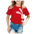thumbnail image 2 of Girls and Toddler Bunny Graphic Tees Comfy & Loose Cotton T-Shirts Crewneck Short Sleeve Toddler Kids Tees Tops Cute Outfits, 2 of 3