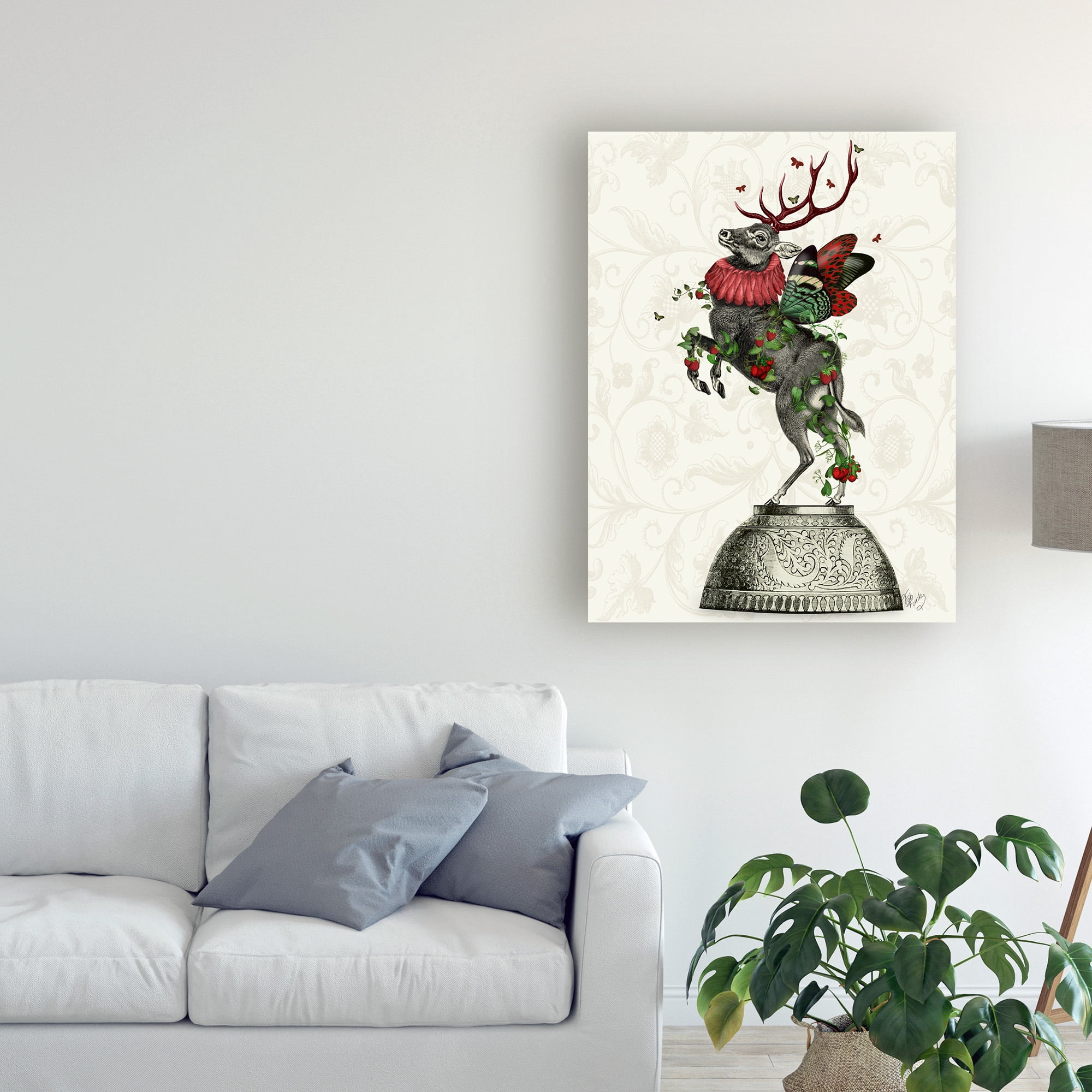 Trademark Fine Art 'Strawberry Deer' Canvas Art by Fab Funky