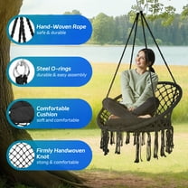 Hammock Chair with Sling,Black Chair,Cotton Hammock Chair ,Chair Swing with 1 Cushion,Max 330 Lbs,Hammock Chair Swing for Yard and Indoor