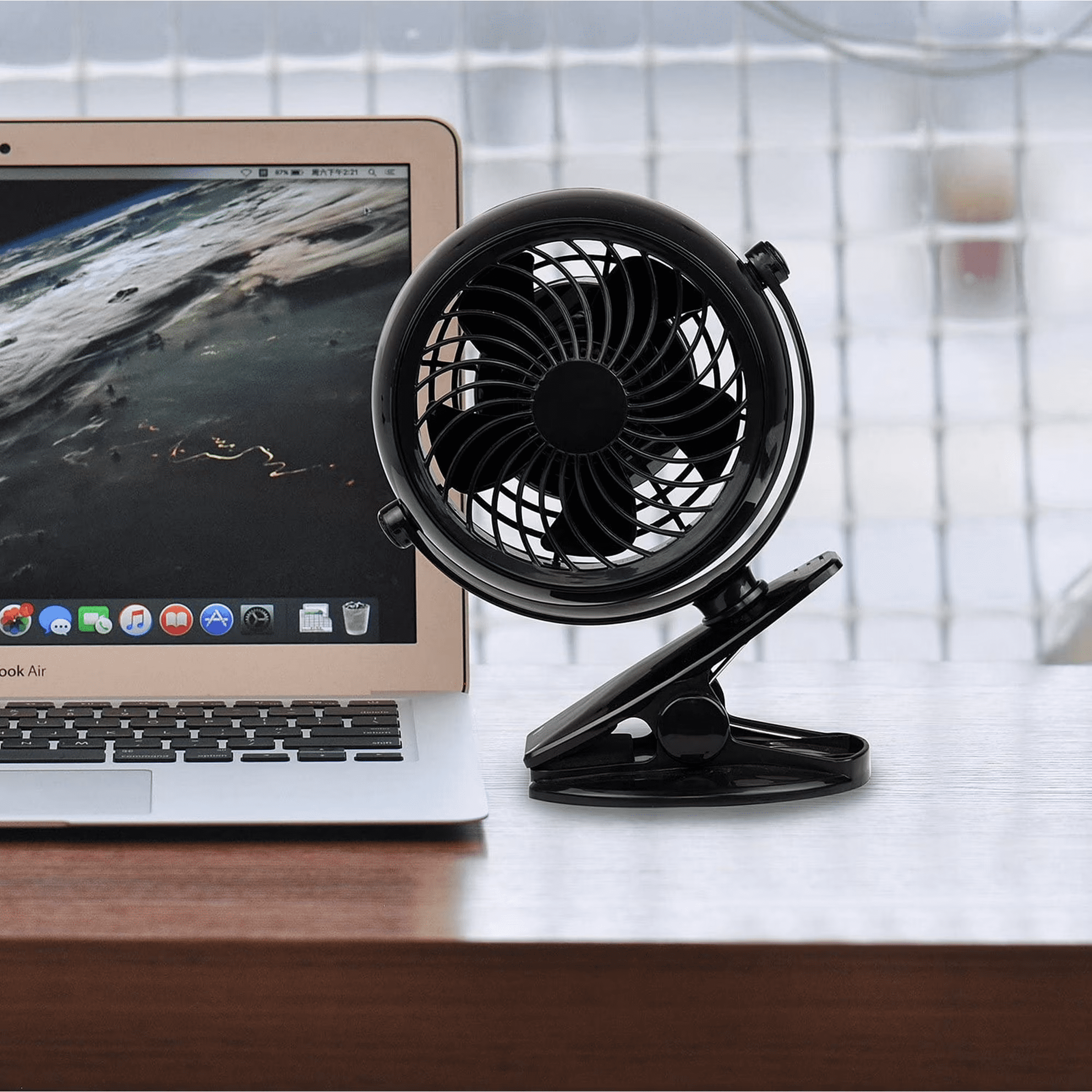 Gazeled Battery Operated Fan, with 8 Free AA Batteries, 5 Inch Portable Clip On and Desk Power Fan, Quiet USB Powered for Stroller, Camping, Office, Outdoor