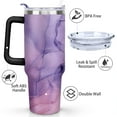thumbnail image 3 of Marble Purple & Gold 40oz Stainless Steel Vacuum Insulated Tumbler with Lid and Straw for Water Iced Tea Coffee Smoothie and More, 3 of 7