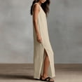 thumbnail image 4 of FAIWAD Linen Dress Women V Neck Sleeveless Side Slit Maxi Dresses Loose Casual Flowy Boho Sundress, 4 of 9
