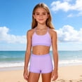 thumbnail image 2 of Yeaiivve Girls Long Sleeve Swimwear 2Pcs Set - Breathable Sun-Protective Top & Elastic Waist Swim Shorts for 8-12Y Beach Wear, Quick-Dry, 2 of 7