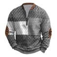 thumbnail image 2 of gbyLJF Men's Quarter Zip Pullover Top Color-blocked Knitted Printed Long Sleeve Sweatshirt Loose Fit Round Neck Sweater, 2 of 3