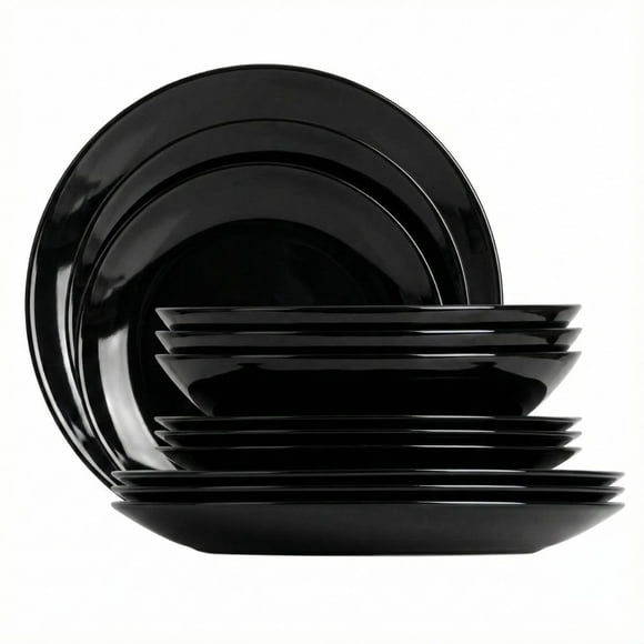 Vajilla Zelie de Opal Negro 12 Piezas