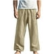 thumbnail image 2 of Pantalones largos de verano para hombre, informales, con cintura elástica, cordón ajustable, bolsillos rectos, transpirables, de poliéster., 2 of 6