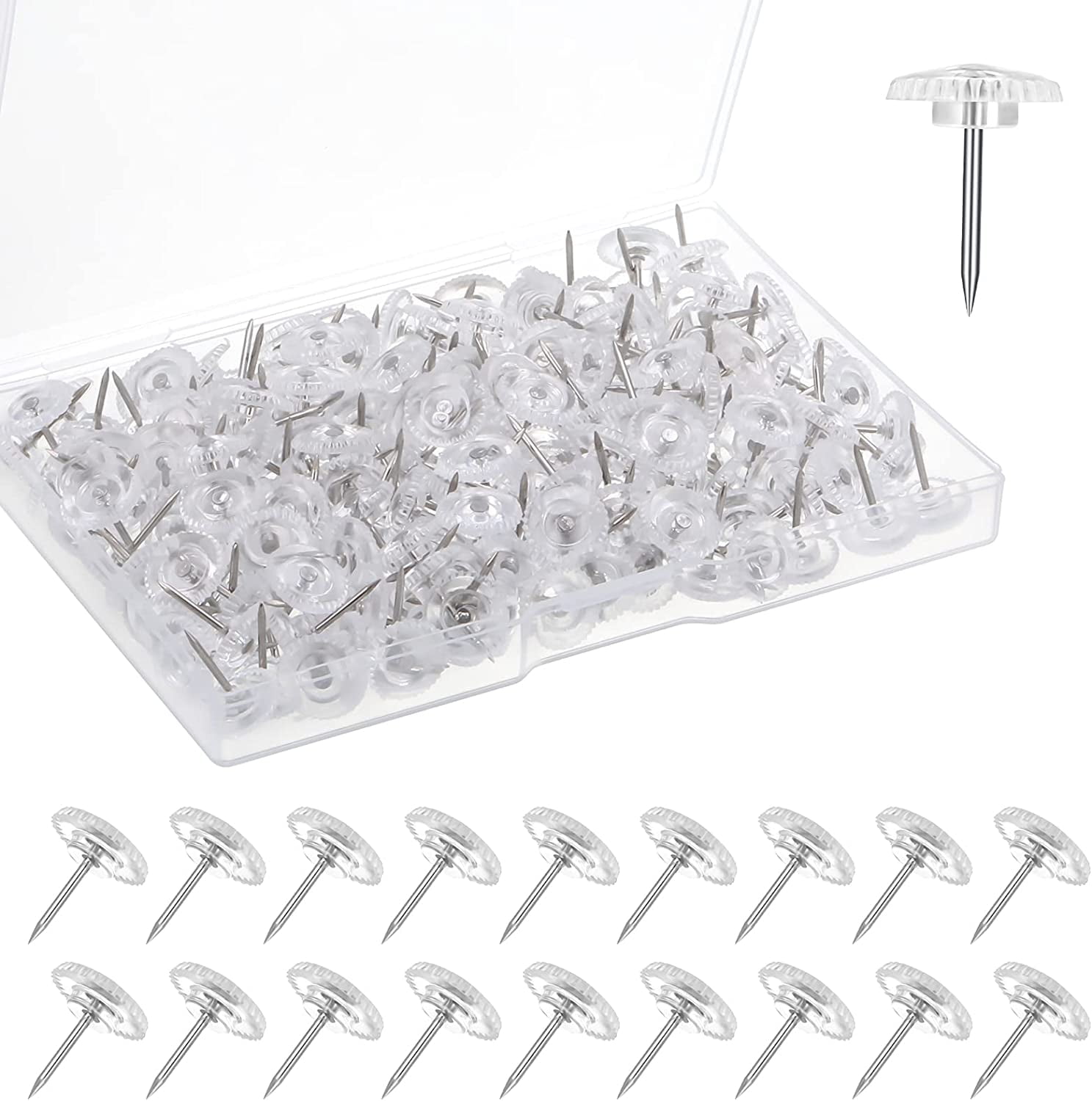 Clear Thumb Tacks, Thumb Tacks for Wall hangings, Standard Clear Push