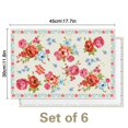 thumbnail image 3 of Linen Placemats Set Of 6 11.8x17.7 Inch,Pioneer Colorful Flowers Fabric Table Mats,Resistant Washable Wipeable Table Mat for Party Kitchen Dining Home Decor, 3 of 5