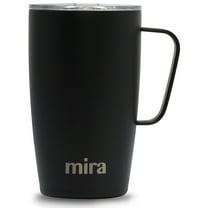 MIRA 18oz Coffee Mug with Handle & Lid, Stainless Steel Vacuum Insulated Tumbler, Black