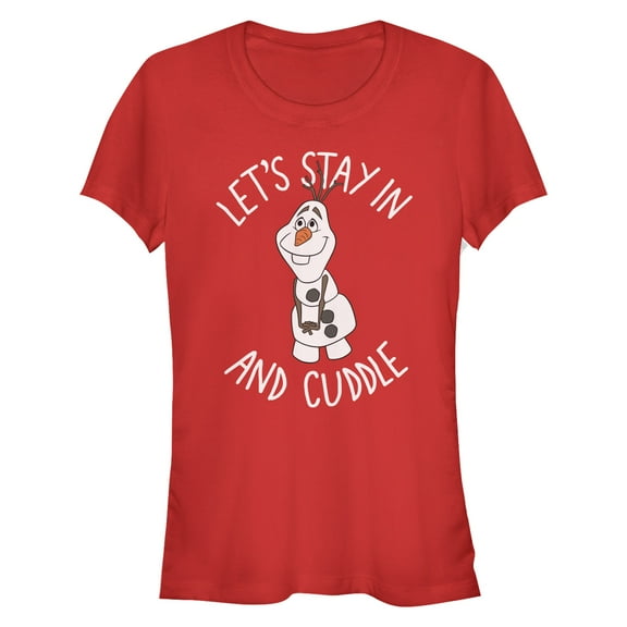Junior's Frozen Olaf Cuddle Graphic Tee Red X Large