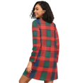 thumbnail image 2 of FORMRS Womens Long Sleeve Nightgowns Crew Neck Sleep Shirt Soft Pajamas Sizes S-3XL, Red and Blue Pattern, 2 of 8