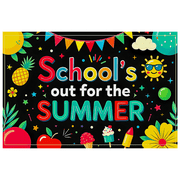 Colorful Summer Themed Banner with Fruits Emojis and Party Elements for School s Out Celebrations Party Decorations Photography Props Summer Backdrop Decor Background